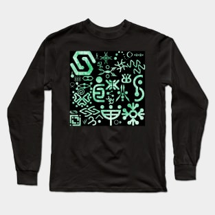 Alien Language Pattern Long Sleeve T-Shirt